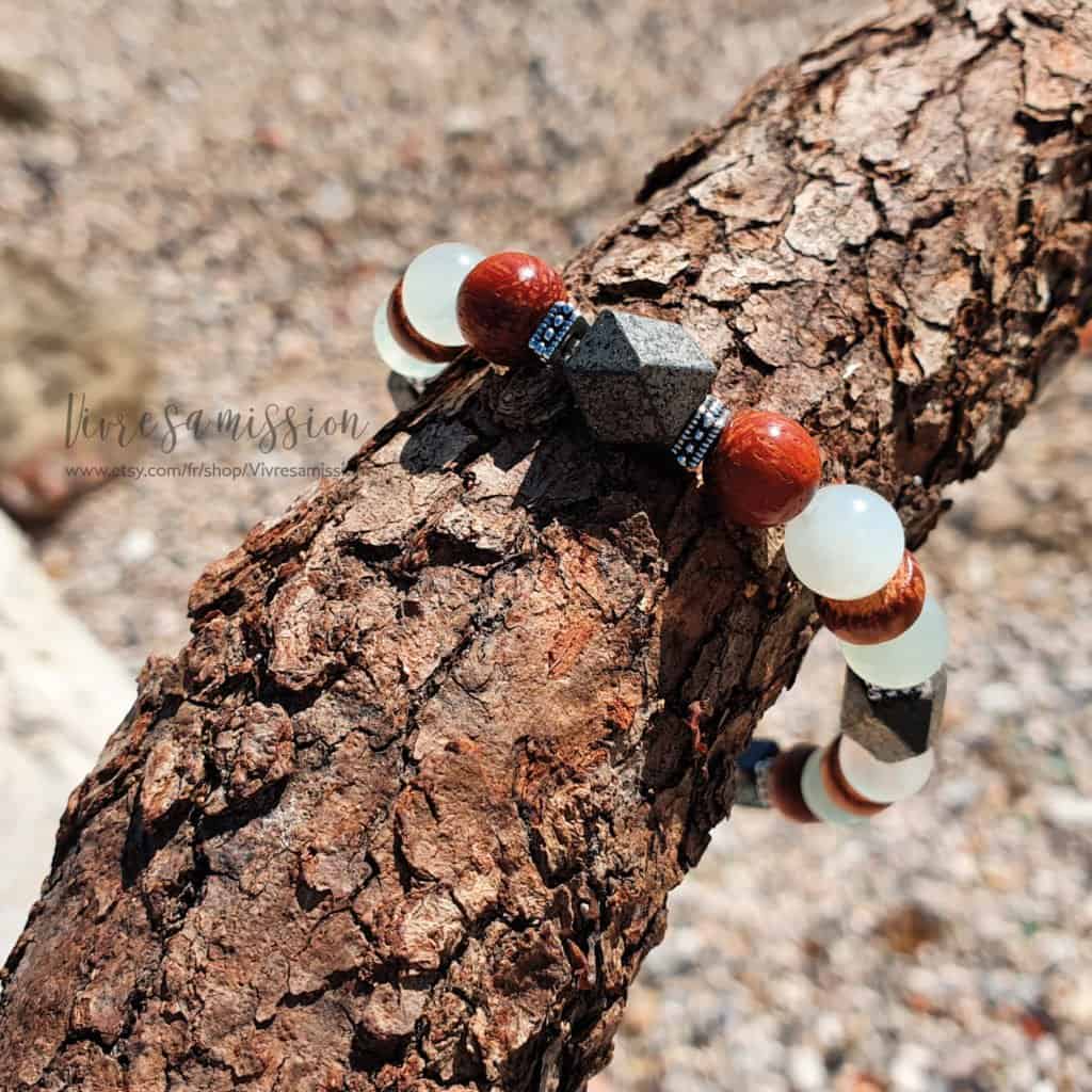 Etsy bracelet homme pyrite jade